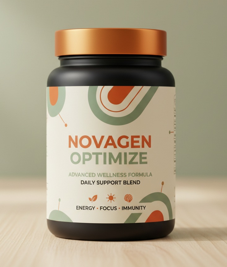 Novagen Optimize plant-based wellness formula bottle